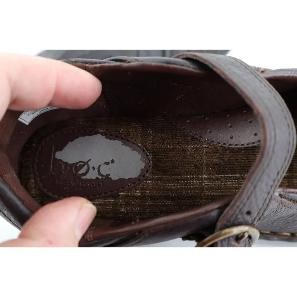 Born Girls Mary Jane Shoe Size 5 Brown Leather Flat Opanka Comfy Casual